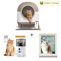 Brown Litter Box+Feeder+Scratcher Board