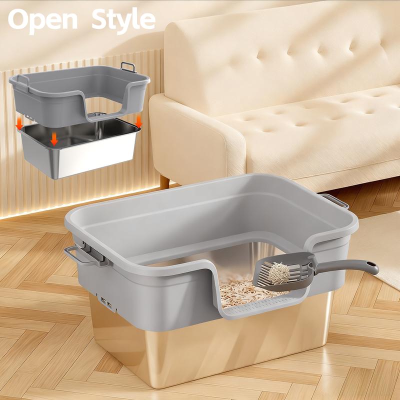 High-Wall Stainless Litter Box